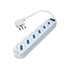 MULTIPRESA 16A - 6 SCHUKO/BIV C/INTERR BIANCA