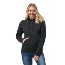 FELPA NERA COTONE/POLY C/CAPPUCCIO