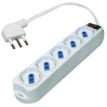 MULTIPRESA 16A - 5 SCHUKO/BIV C/INTERR BIANCA